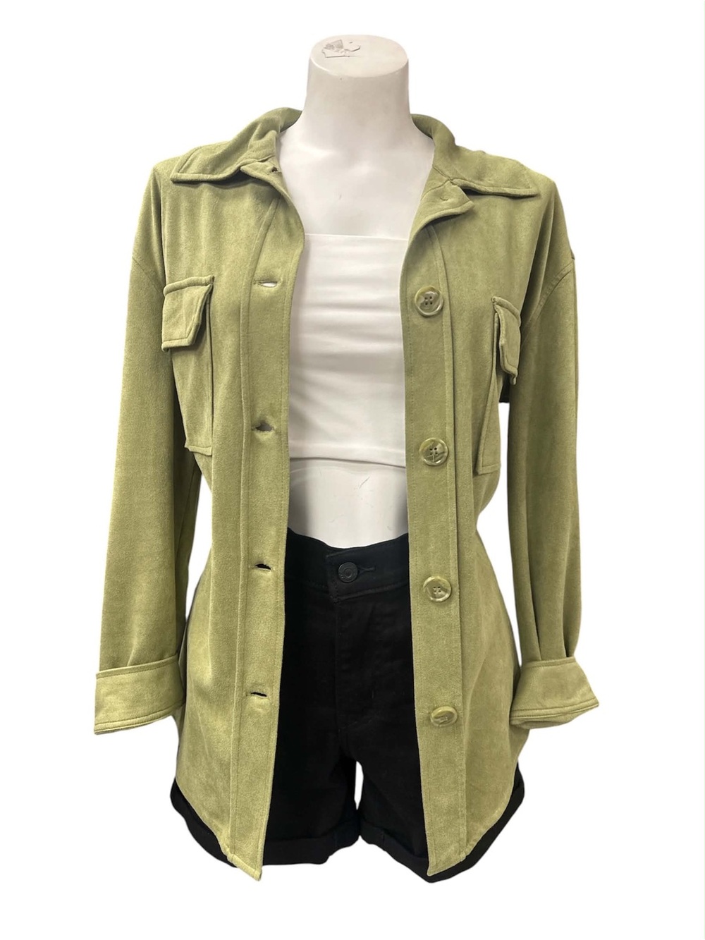 Isaac Mizrahi Light Olive Utility Jacket Size S